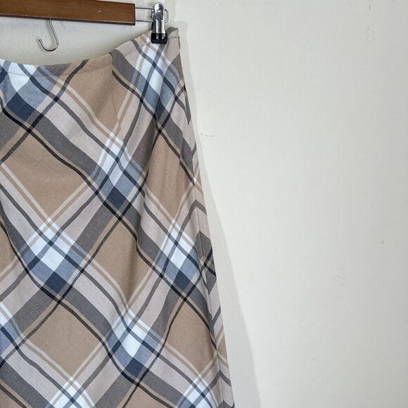 Vintage Liz Baker Midi Maxi Skirt Brown Burberry Check Nova Plaid Size 18 - Picture 2 of 6